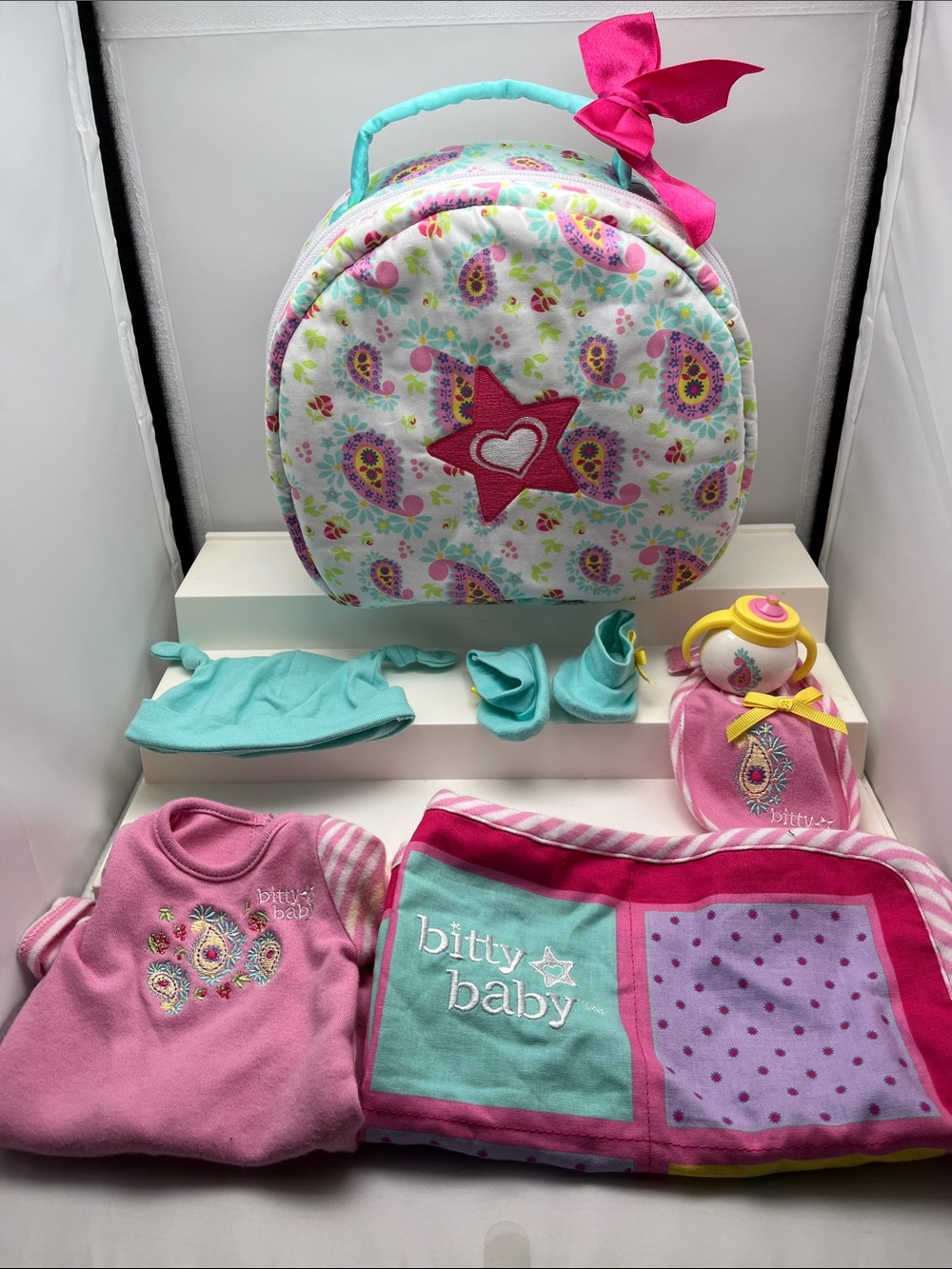 American Girl Bitty Baby 2016 Paisley Starter Bag and accessories